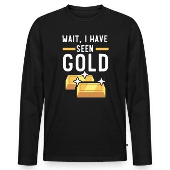 Attendez, j’ai vu l’or prospection d’orpaillage - T-shirt manches longues Premium bio Homme - noir - Devant - Nico (187cm)