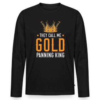 They Call Me Gold Panning King Gold Prospecting - Men's Premium Organic Long Sleeve Shirt - black - Front - Nico (187cm)