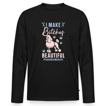 Pet Groomer Animal Stylist Fur Artist Furologist - Men's Premium Organic Long Sleeve Shirt - black - Front - Nico (187cm)