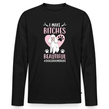 Pet Groomer Animal Stylist Fur Artist Furologist - Men's Premium Organic Long Sleeve Shirt - black - Front - Nico (187cm)