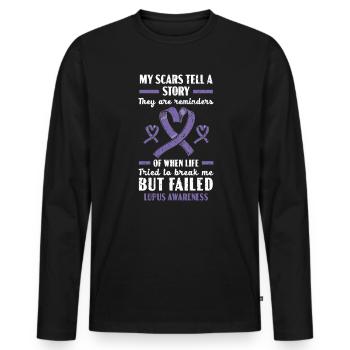 Sensibilisation au lupus Purple Ribbon Maladie auto-immune - T-shirt manches longues Premium bio Homme - noir - Devant - Nico (187cm)