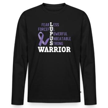 Sensibilisation au lupus Purple Ribbon Maladie auto-immune - T-shirt manches longues Premium bio Homme - noir - Devant - Nico (187cm)