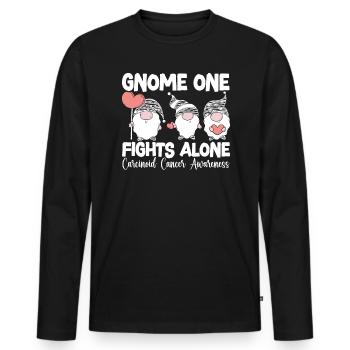 Gnome One Fights Alone Carcinoid Cancer Awareness - Men's Premium Organic Long Sleeve Shirt - black - Front - Nico (187cm)