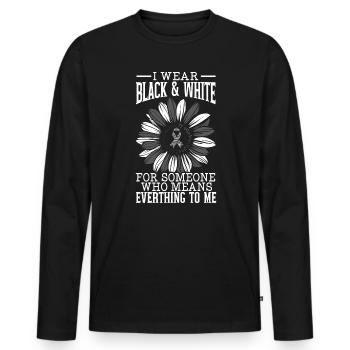 I Wear Black & White Carcinoid Cancer Awareness - Men's Premium Organic Long Sleeve Shirt - black - Front - Nico (187cm)