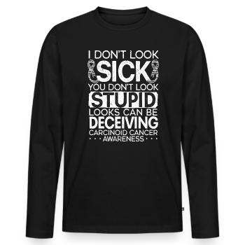 Zebra Stripes Karzinoid Krebs Aufklärung Unterstützung - Männer Premium Bio Langarmshirt - Schwarz - Vorne - Nico (187cm)