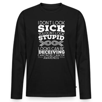 Zebra Stripes Carcinoid Cancer Awareness Support - T-shirt manches longues Premium bio Homme - noir - Devant - Nico (187cm)