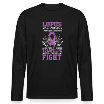 Sensibilisation au lupus Purple Ribbon Maladie auto-immune - T-shirt manches longues Premium bio Homme - noir - Devant - Nico (187cm)