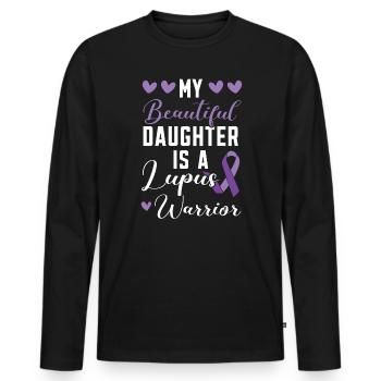Meine Tochter ist ein Lupus-Krieger Lupus-Bewusstsein - Männer Premium Bio Langarmshirt - Schwarz - Vorne - Nico (187cm)