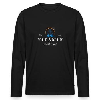 Vitamin See Man and Frau Ocean - Männer Premium Bio Langarmshirt - Schwarz - Vorne - Nico (187cm)
