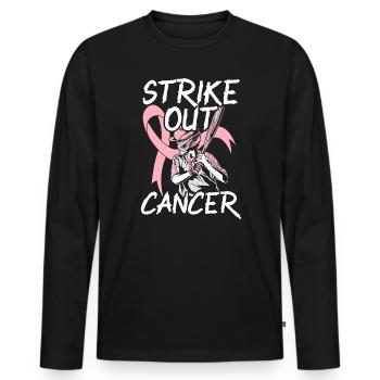 Strike Out Cancer Baseball Player Breast Cancer - Men's Premium Organic Long Sleeve Shirt - black - Front - Nico (187cm)