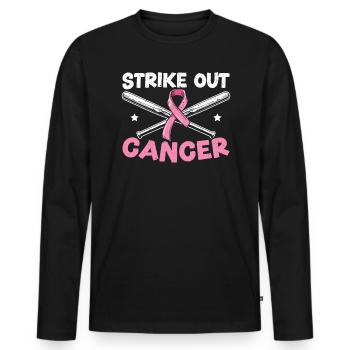Strike Out Cancer Baseball Player Breast Cancer - Men's Premium Organic Long Sleeve Shirt - black - Front - Nico (187cm)