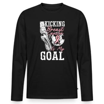Kicking Breast Cancer Is My Goal Breast Cancer - Men's Premium Organic Long Sleeve Shirt - black - Front - Nico (187cm)