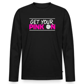 Obtenez votre joueur de volleyball Pink On Breast Cancer - T-shirt manches longues Premium bio Homme - noir - Devant - Nico (187cm)