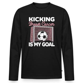 Brustkrebs zu bekämpfen ist mein Ziel Brustkrebs - Männer Premium Bio Langarmshirt - Schwarz - Vorne - Nico (187cm)