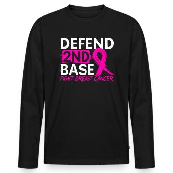 Defend 2nd Base Baseball Breast Cancer Awareness - Men's Premium Organic Long Sleeve Shirt - black - Front - Nico (187cm)