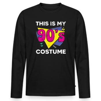 90's Vibe 1990 Vintage Nineties This Is My 90's - Men's Premium Organic Long Sleeve Shirt - black - Front - Nico (187cm)