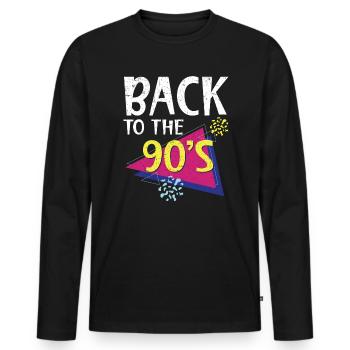 Zurück zur 90er Jahre 1990 Vintage Nineties Party - Männer Premium Bio Langarmshirt - Schwarz - Vorne - Nico (187cm)