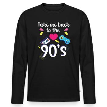 Ramenez-moi à la fête des années 90 1990 1990 - T-shirt manches longues Premium bio Homme - noir - Devant - Nico (187cm)