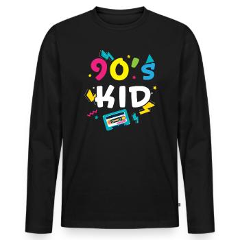 I Love The '90s 1990 Vintage Nineties 90's Kid - Männer Premium Bio Langarmshirt - Schwarz - Vorne - Nico (187cm)