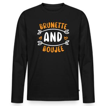 Brunette Et Boujee Cheveux Brun Mode Blonde - T-shirt manches longues Premium bio Homme - noir - Devant - Nico (187cm)