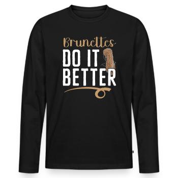 Les brunes le font mieux cheveux bruns Mode blonde - T-shirt manches longues Premium bio Homme - noir - Devant - Nico (187cm)