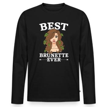 Meilleure brune jamais cheveux bruns mode cheveux blonds - T-shirt manches longues Premium bio Homme - noir - Devant - Nico (187cm)