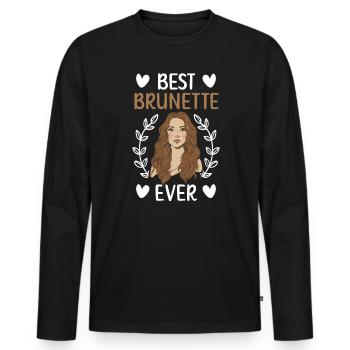 Beste Brünette aller Zeiten Braune Haare Mode Blonde Haare - Männer Premium Bio Langarmshirt - Schwarz - Vorne - Nico (187cm)