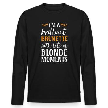 Je suis une brune brillante cheveux bruns cheveux blonds - T-shirt manches longues Premium bio Homme - noir - Devant - Nico (187cm)