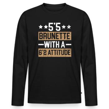 5'5 Brunette avec une attitude 6'2 cheveux blonds - T-shirt manches longues Premium bio Homme - noir - Devant - Nico (187cm)