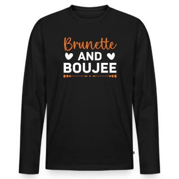 Brunette Et Boujee Cheveux Brun Mode Blonde - T-shirt manches longues Premium bio Homme - noir - Devant - Nico (187cm)