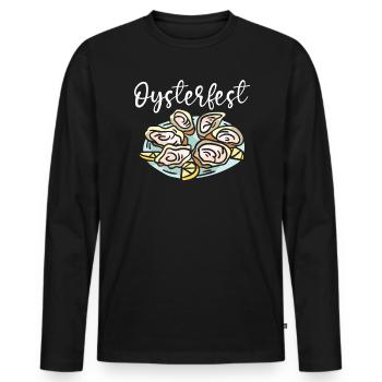 Oysterfest Fruits de mer Coquillage Mollusque Huître animale - T-shirt manches longues Premium bio Homme - noir - Devant - Nico (187cm)