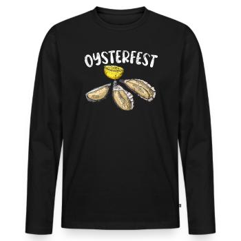 Oysterfest Fruits de mer Coquillage Mollusque Huître animale - T-shirt manches longues Premium bio Homme - noir - Devant - Nico (187cm)