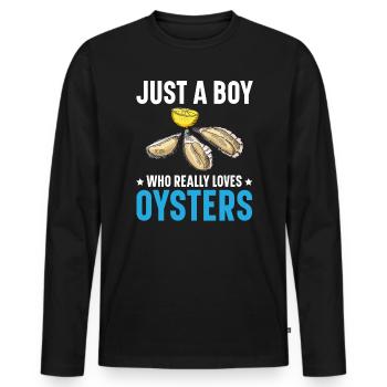 Nur ein Junge, der Austern wirklich liebt Meeresfrüchte-Liebhaber - Männer Premium Bio Langarmshirt - Schwarz - Vorne - Nico (187cm)