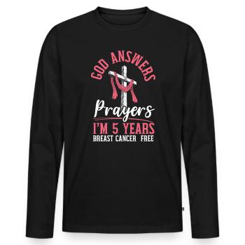 Dieu répond aux prières Survivante du cancer du sein - T-shirt manches longues Premium bio Homme - noir - Devant - Nico (187cm)