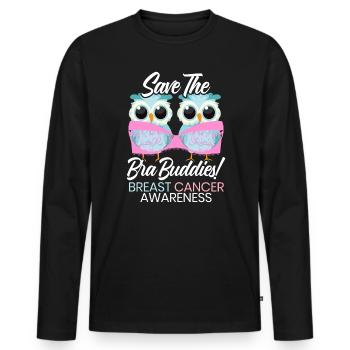 Save The Bra Buddies Brustkrebs Bewusstsein - Männer Premium Bio Langarmshirt - Schwarz - Vorne - Nico (187cm)