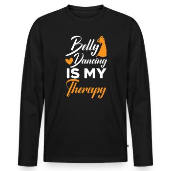Belly Dancing Is My Therapy Shimmy Belly Dancer - Men's Premium Organic Long Sleeve Shirt - black - Front - Nico (187cm)