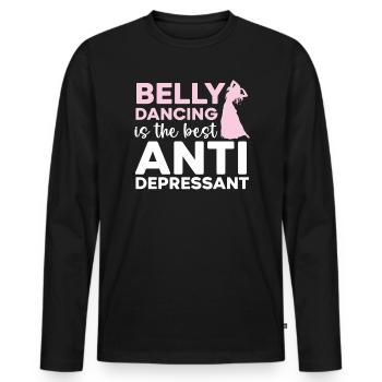 Bauchtanz ist das beste Antidepressivum Shimmy - Männer Premium Bio Langarmshirt - Schwarz - Vorne - Nico (187cm)