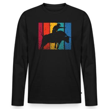 Retro Bull Rider Cowboy Western Rodeo Bull Riding - Men's Premium Organic Long Sleeve Shirt - black - Front - Nico (187cm)