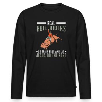 Les vrais cavaliers de taureaux font de leur mieux Rodeo Christian - T-shirt manches longues Premium bio Homme - noir - Devant - Nico (187cm)