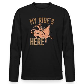 My Ride's Here Bull Rider Rodeo Bull Riding - Männer Premium Bio Langarmshirt - Schwarz - Vorne - Nico (187cm)