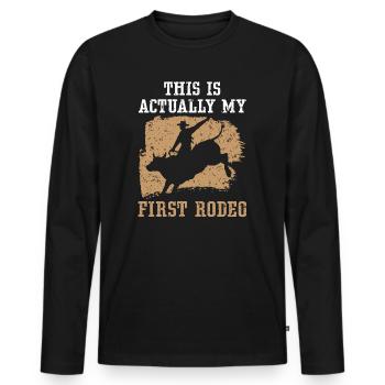C’est en fait mon premier Rodeo Bull Riding - T-shirt manches longues Premium bio Homme - noir - Devant - Nico (187cm)