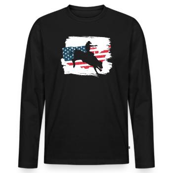 USA Flagge Bull Rider Western Rodeo Bull Riding - Männer Premium Bio Langarmshirt - Schwarz - Vorne - Nico (187cm)