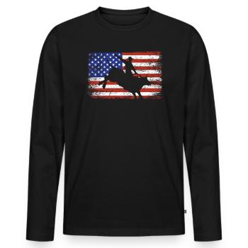 USA Flagge Bull Rider Western Rodeo Bull Riding - Männer Premium Bio Langarmshirt - Schwarz - Vorne - Nico (187cm)