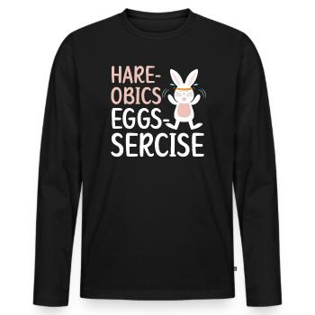 Hare-obics Eggs-sercise Aerobics Instructor Rabbit - Men's Premium Organic Long Sleeve Shirt - black - Front - Nico (187cm)