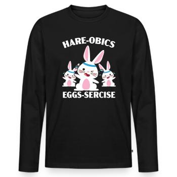 Hare-obics Eggs-sercise Aerobics Instructor Rabbit - Men's Premium Organic Long Sleeve Shirt - black - Front - Nico (187cm)