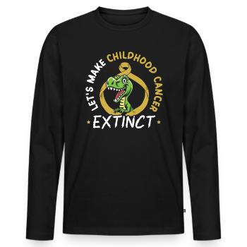 Let's Make Childhood Cancer Extinct Dinosaur Lover - Men's Premium Organic Long Sleeve Shirt - black - Front - Nico (187cm)