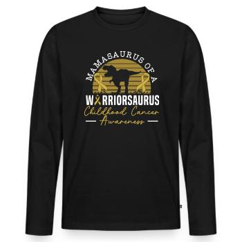 Mamasaurus Of A Warriorsaurus Childhood Cancer - Men's Premium Organic Long Sleeve Shirt - black - Front - Nico (187cm)
