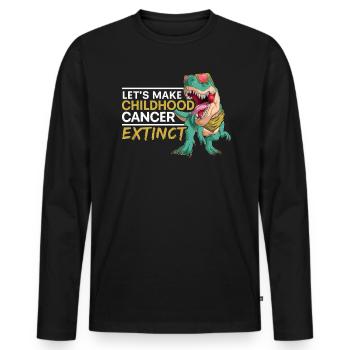 Let's Make Childhood Cancer Extinct Dinosaur Lover - Men's Premium Organic Long Sleeve Shirt - black - Front - Nico (187cm)