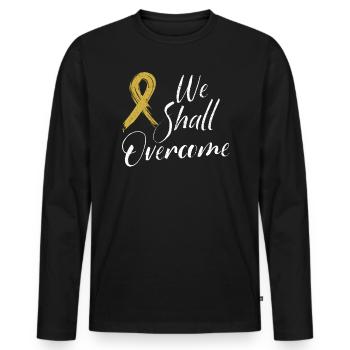 Wir werden das Bewusstsein für Krebs im Kindesalter überwinden - Männer Premium Bio Langarmshirt - Schwarz - Vorne - Nico (187cm)