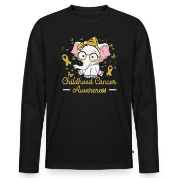 Childhood Cancer Awareness Support Squad Elephant - Men's Premium Organic Long Sleeve Shirt - black - Front - Nico (187cm)